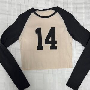 Brandy Melville Black and Cream Long Sleeve